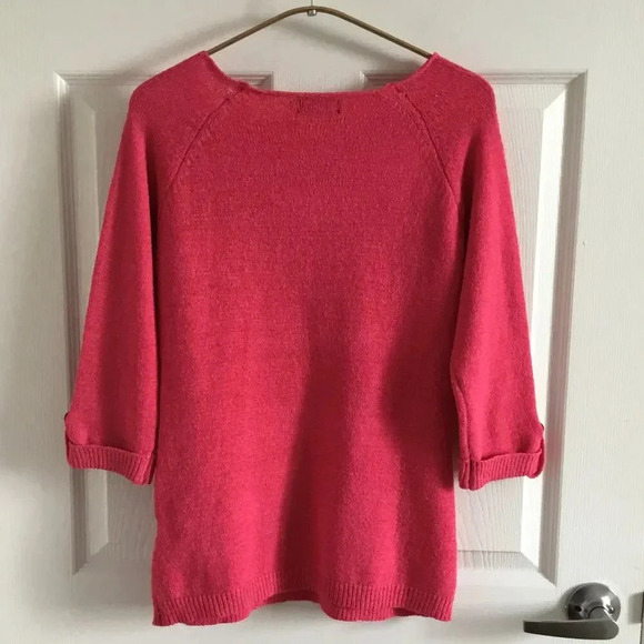 Gea Pink womens knitted diamond pattern Top Sweater Vintage Casual Sz :S US - Picture 2 of 6